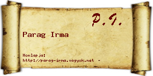 Parag Irma névjegykártya